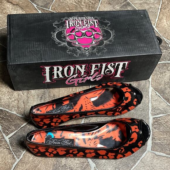 New in Box Iron Fist Orange Power Peep Toe Flat Sz 5 - Picture 14 of 14
